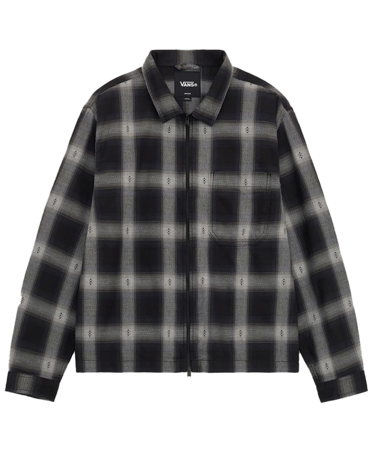 VANS LARKSPUR ZIP PLAID FLANNEL SHIRT BLACK