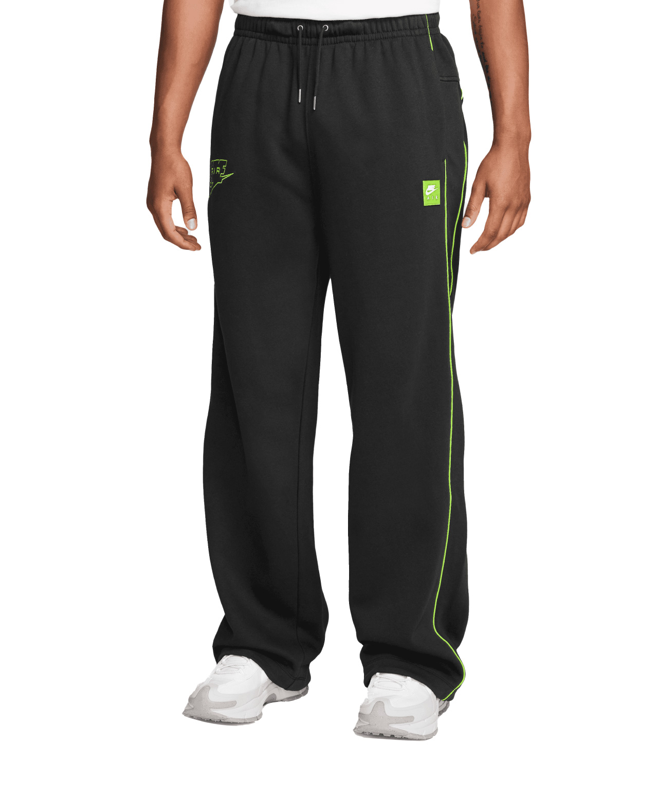 NIKE SPORTSWEAR AIR OPEN-HEM FLEECE PANTS BLACK/VOLT
