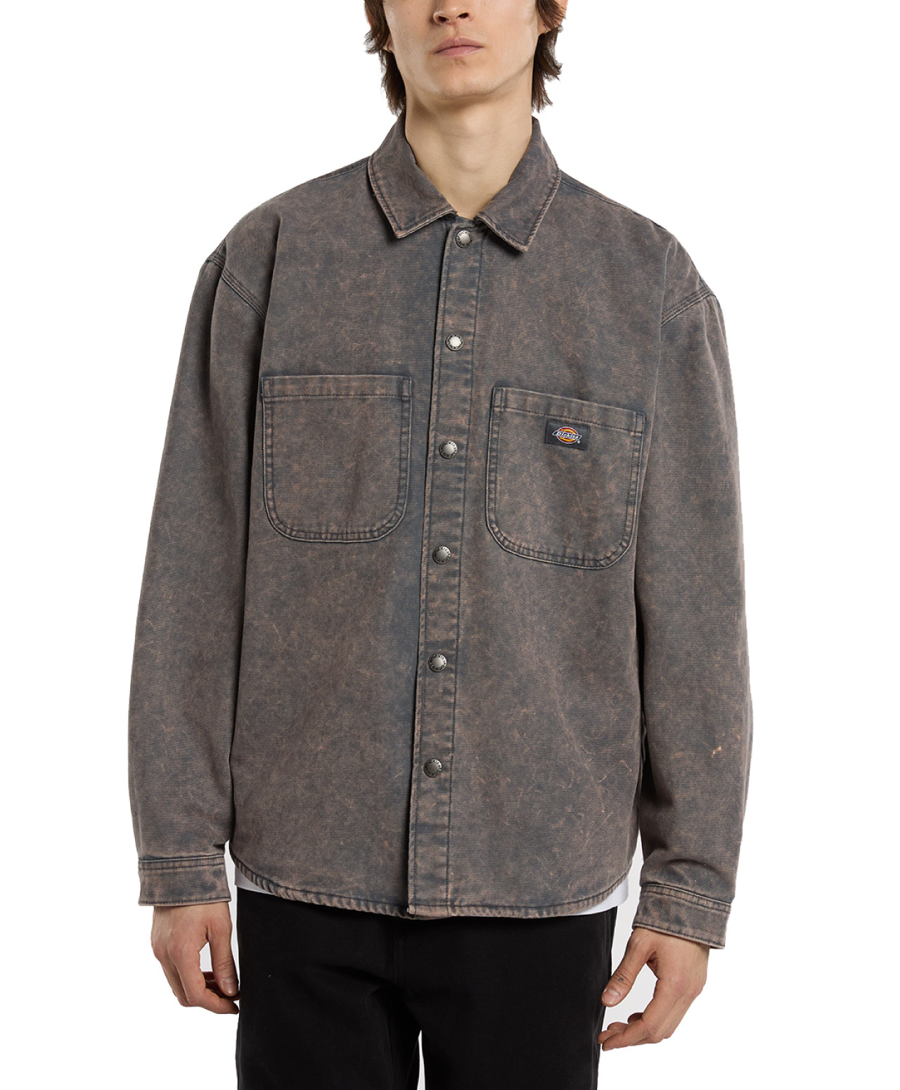 DICKIES FLANNEL LINED CANVAS SHACKET CHARCOAL