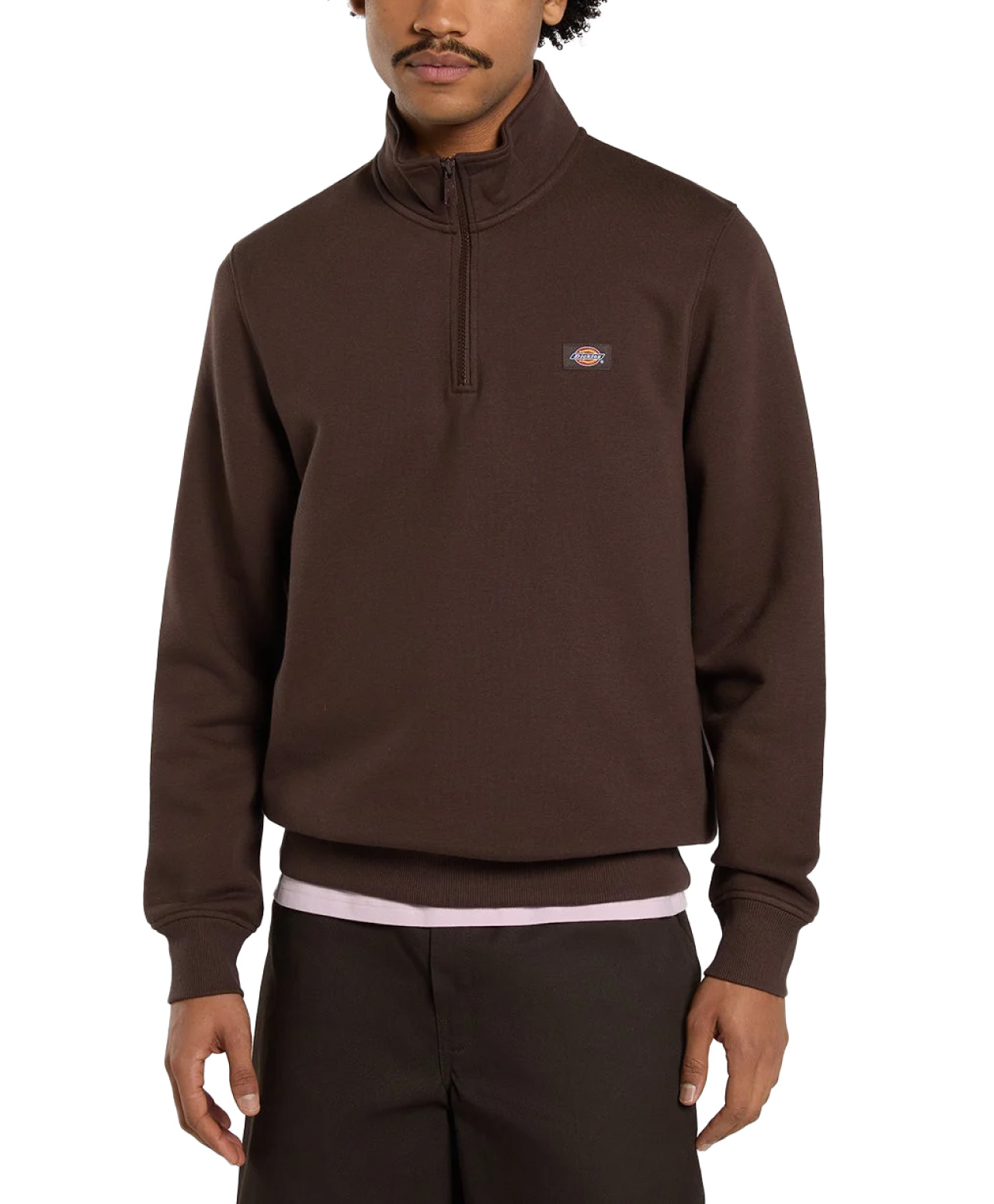 DICKIES OAKPORT QUARTER ZIP CHOCOLATE BROWN