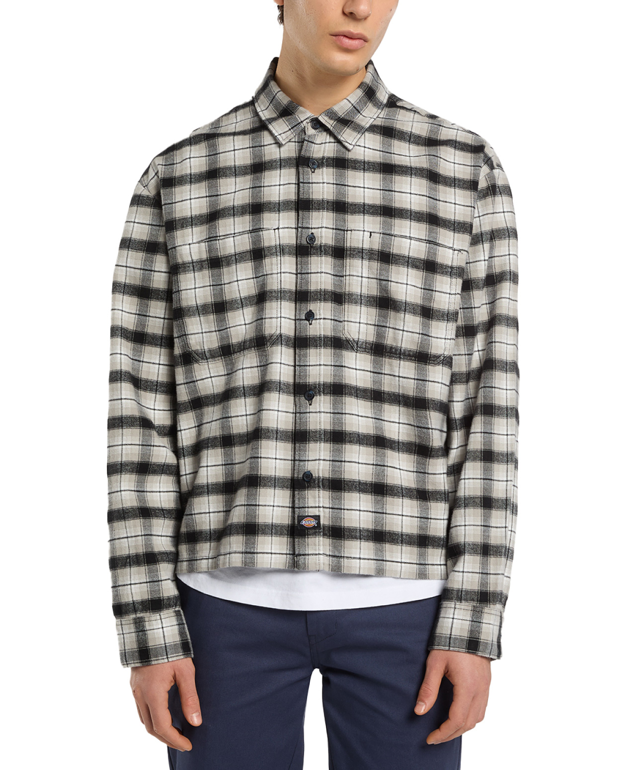DICKIES JEROME CROPPED FLANNEL SHIRT BLACK