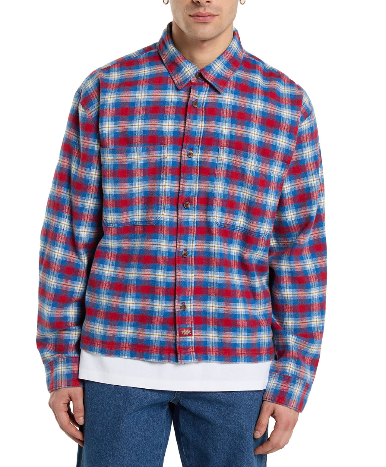 DICKIES JEROME CROPPED FLANNEL SHIRT DEEP CLARET