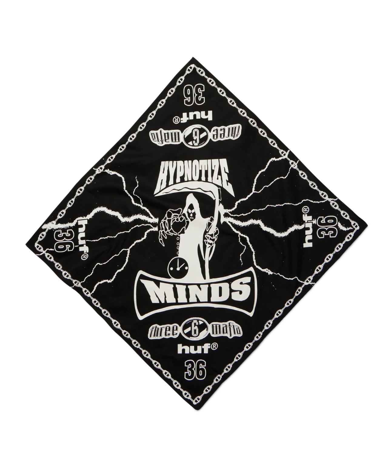 HUF X THREE 6 MAFIA HYPNOTIZE MINDS BANDANA BLACK