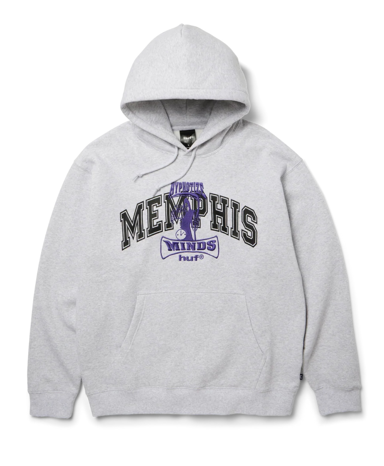 HUF X THREE 6 MAFIA MEMPHIS HOOD HEATHER GREY