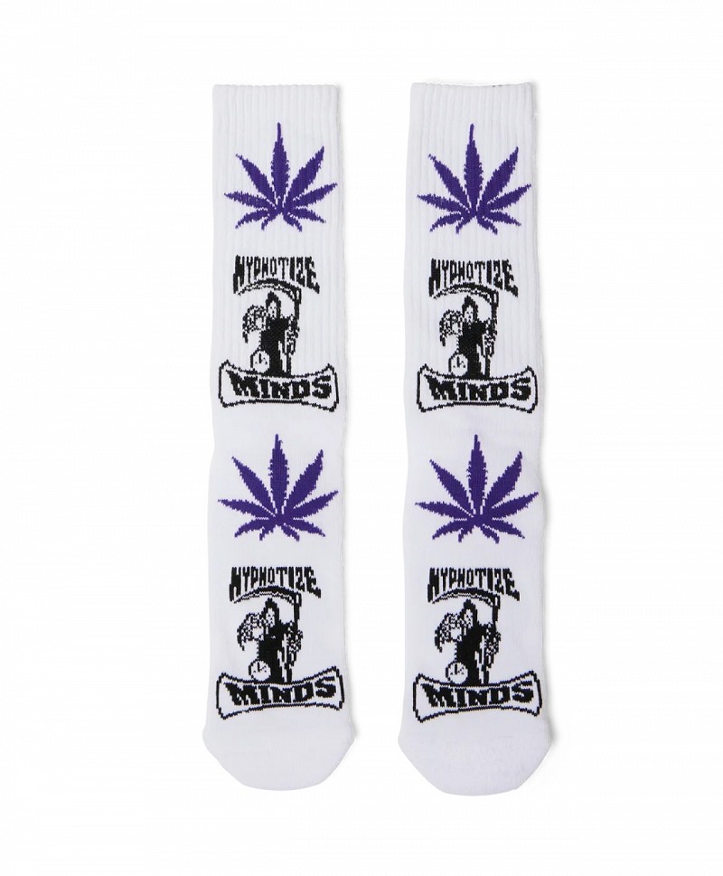 HUF X THREE 6 MAFIA HYPNOTIZE MINDS PLANTLIFE SOCKS WHITE