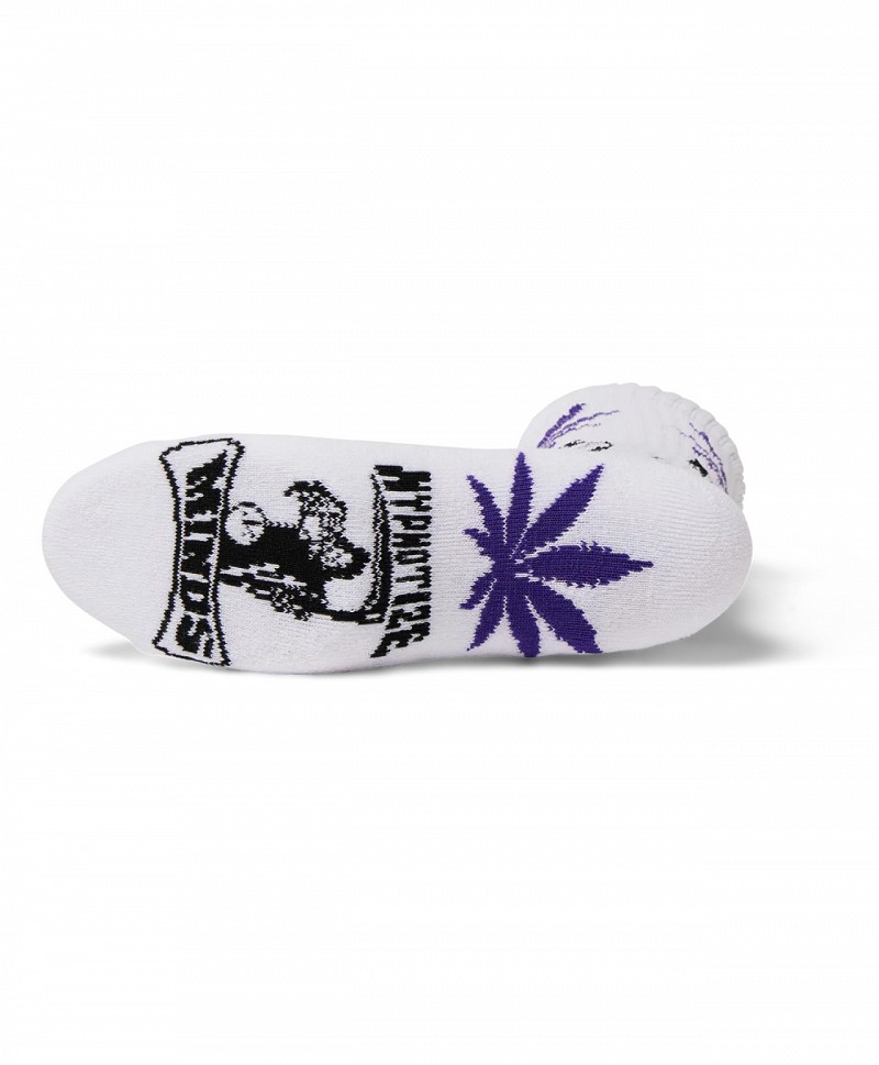 HUF X THREE 6 MAFIA HYPNOTIZE MINDS PLANTLIFE SOCKS WHITE