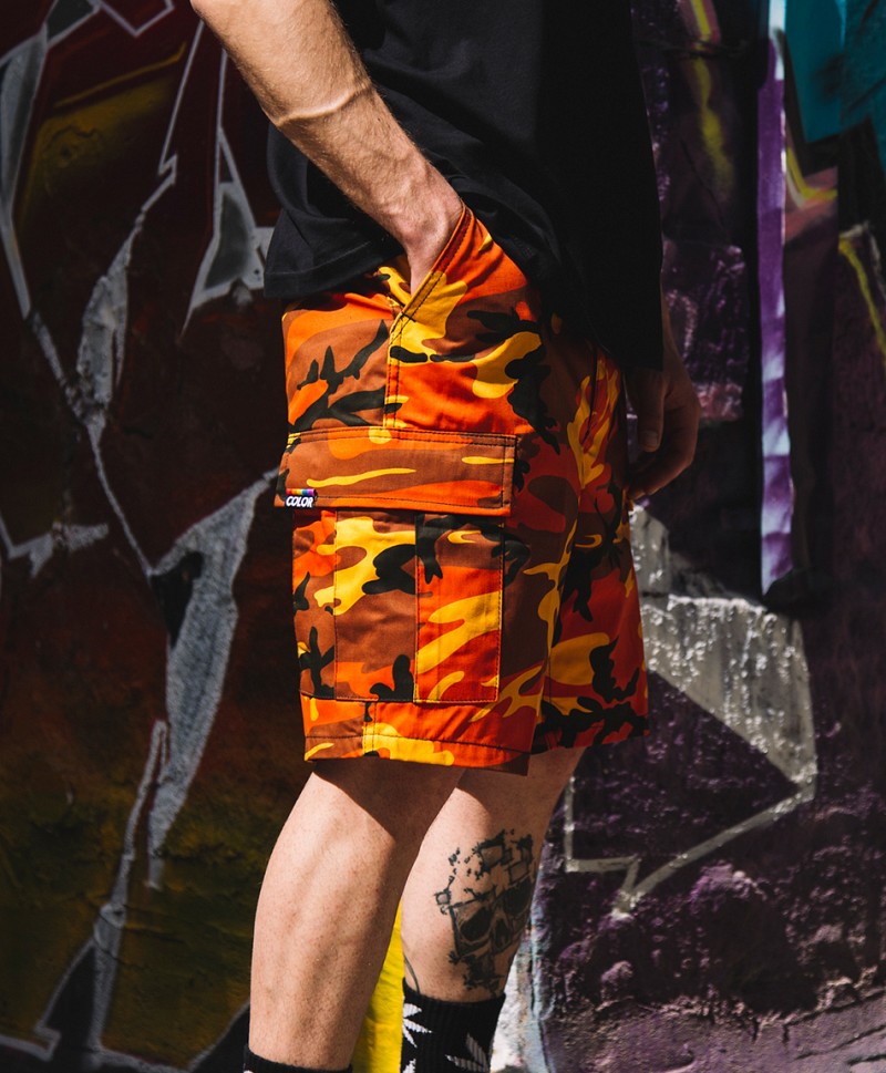 COLOR I-5 CARGO SHORT ORANGE CAMO