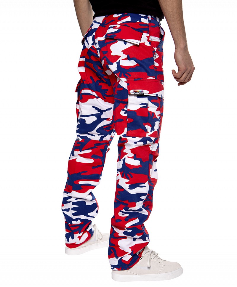 COLOR I-5 CARGO PANTS RED/BLUE CAMO