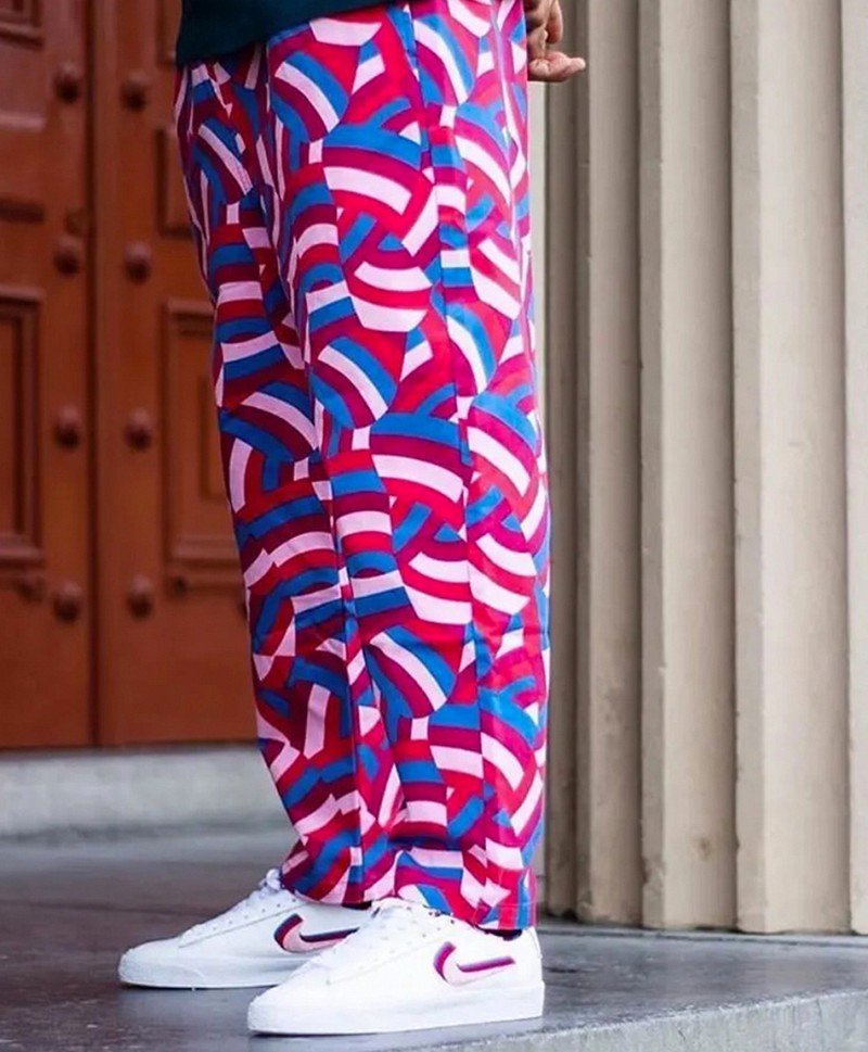 NIKE SB X PARRA SKATE PANTS GYM RED/PINK RISE/MILITARY BLUE - Sold ...