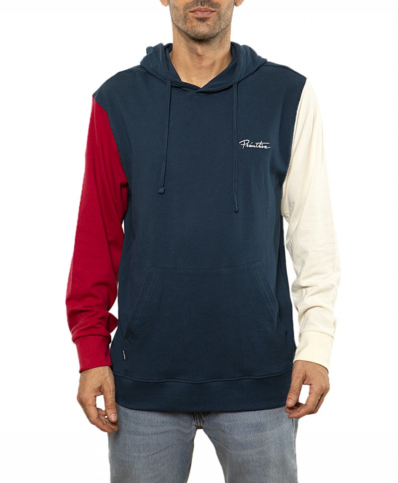 PRIMITIVE SLEEVE BLOCK PIQUE HOOD NAVY
