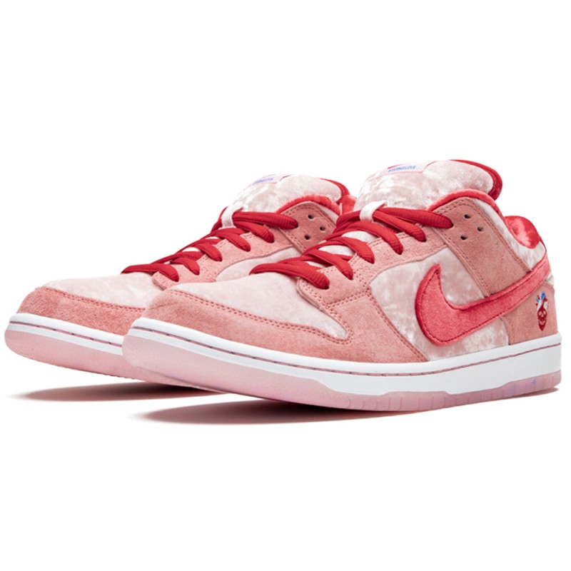 NIKE SB X STRANGELOVE SKATEBOARDS DUNK LOW PRO BRIGHT MELON/GYM RED-MED SOFT PINK