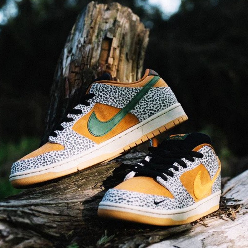 NIKE SB DUNK LOW PRO SAFARI BLACK/ORANGE-CEMENT GREY-OUTDOOR GREEN