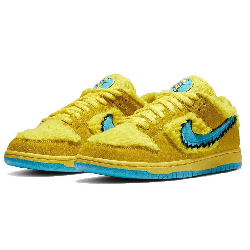 NIKE SB X GRATEFUL DEAD BEARS DUNK LOW OPTI YELLOW/BLUE FURRY