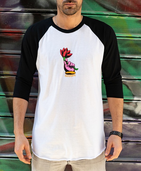 GOODBIE DIVIRAL GANESHA BLESS RAGLAN WHITE/BLACK