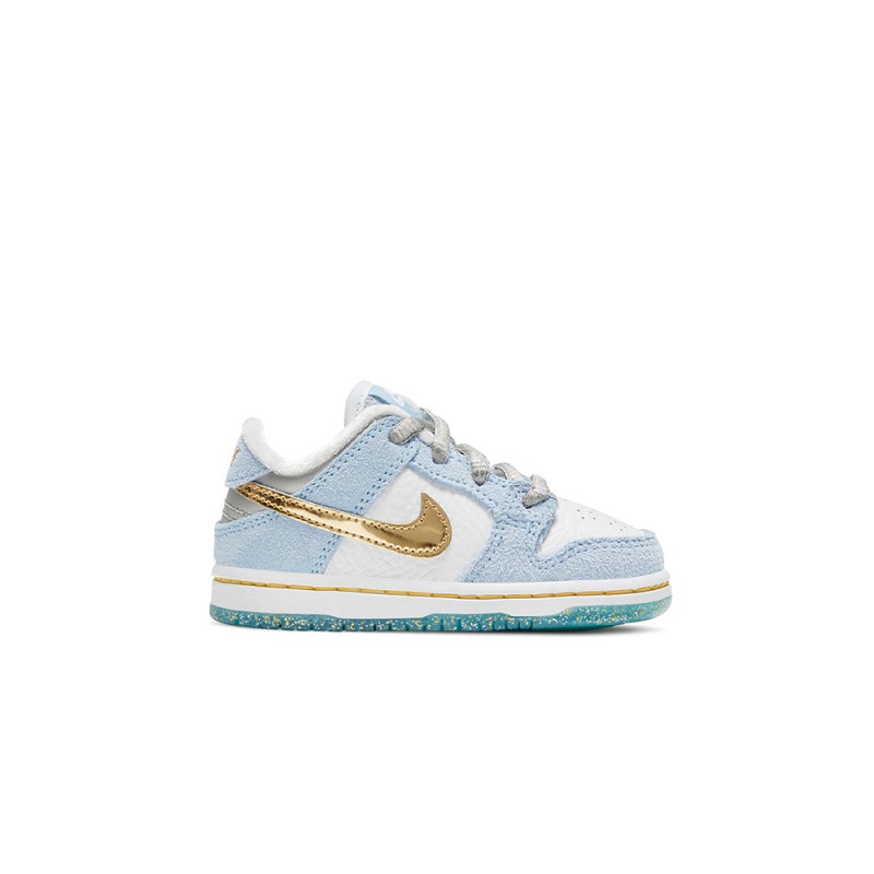 NIKE SB X SEAN CLIVER DUNK LOW PRO (TD) TODDLERS WHITE/METALLIC GOLD-PSYCHIC BLUE