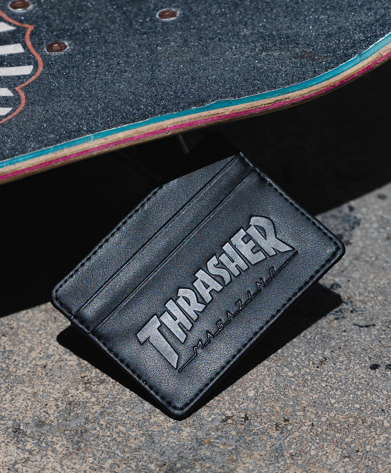 THRASHER CARD WALLET LEATHER BLACK
