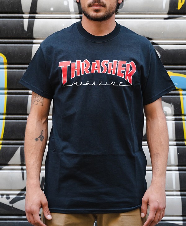 THRASHER OUTLINED TEE BLACK/RED