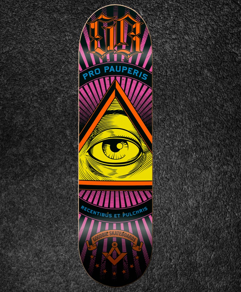 GOODBIE ILLUMINATI NEON PRO TEAM SKATE DECK