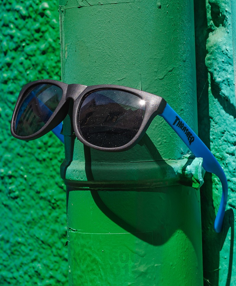 THRASHER SUNGLASSES NEON BLUE SUNGLASSES Color Skates Athens Skateboardings Finest colorskates
