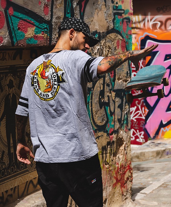 COLOR KEBAB AND DESTROY JERSEY TEE HEATHER/BLACK