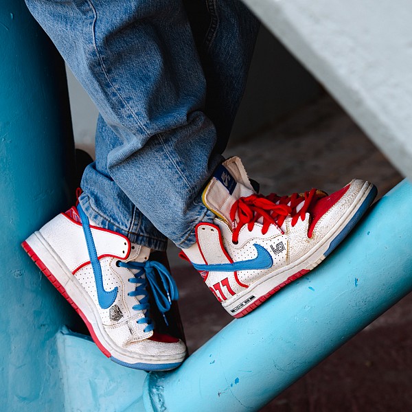 NIKE SB X ISHOD X MAGNUS WALKER DUNK HIGH PRO DECON SAIL/BLUE BEYOND-TRACK RED