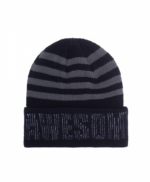 FUCKING AWESOME WORLD STRIPED CUFF BEANIE BLACK/GREY