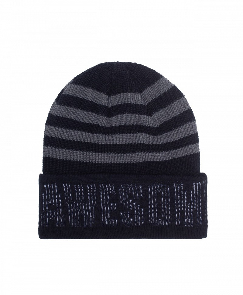 FUCKING AWESOME WORLD STRIPED CUFF BEANIE BLACK/GREY