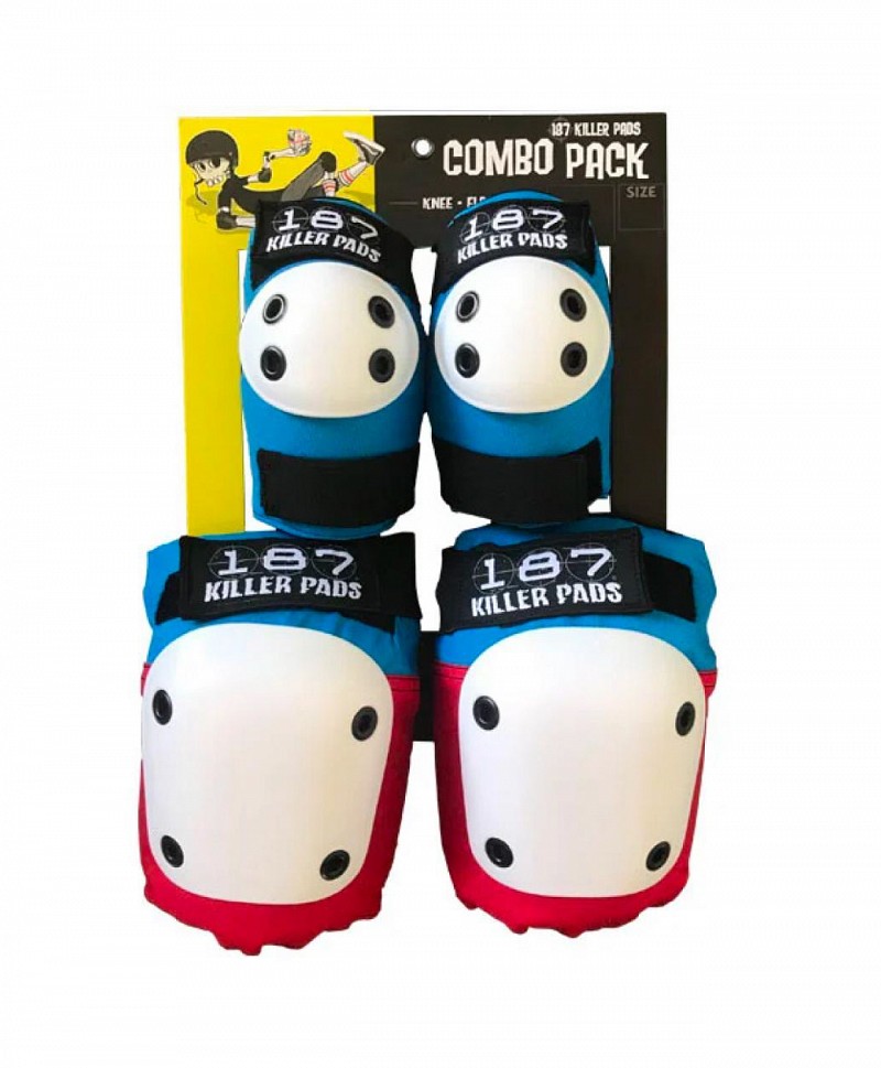 187 KILLER PADS COMBO KNEE & ELBOW RED/WHITE/BLUE
