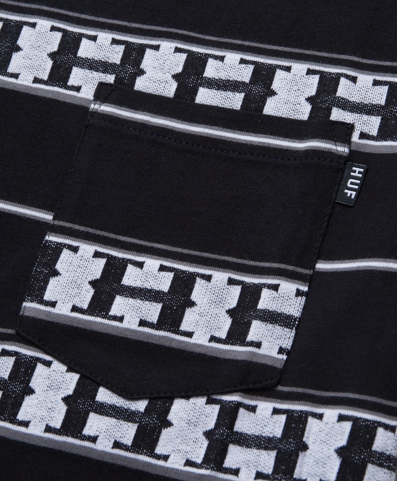 HUF PALISADES STRIPE KNIT TOP BLACK