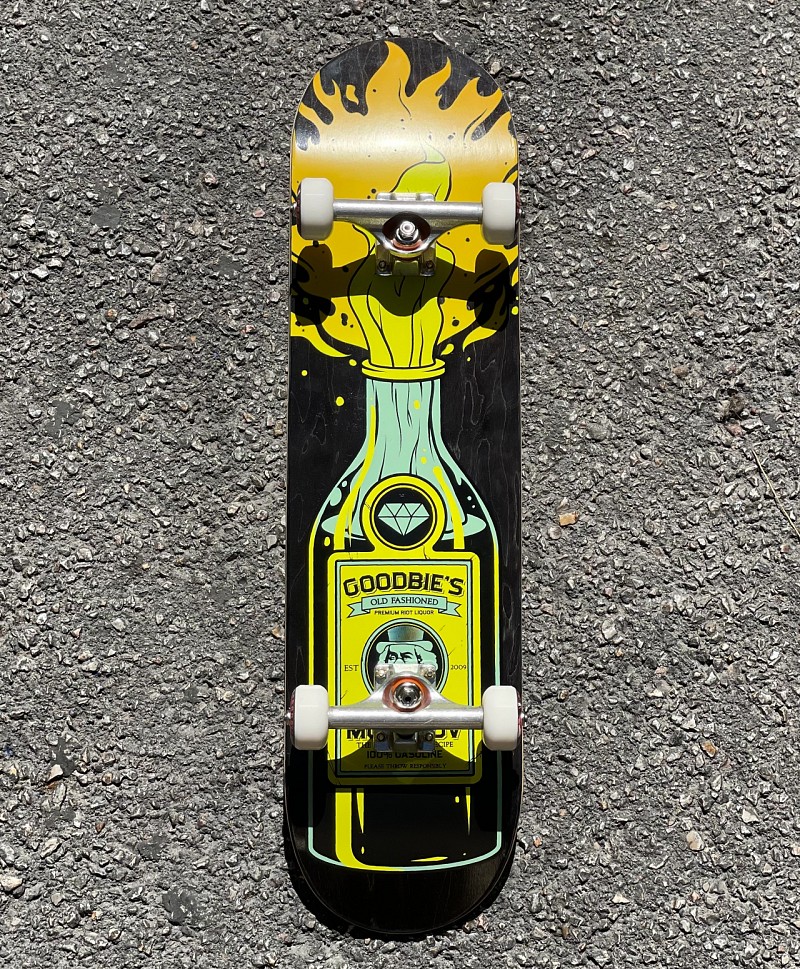 GOODBIE PREMIUM COMPLETE SKATEBOARD RIOT LIQUOR 8.125