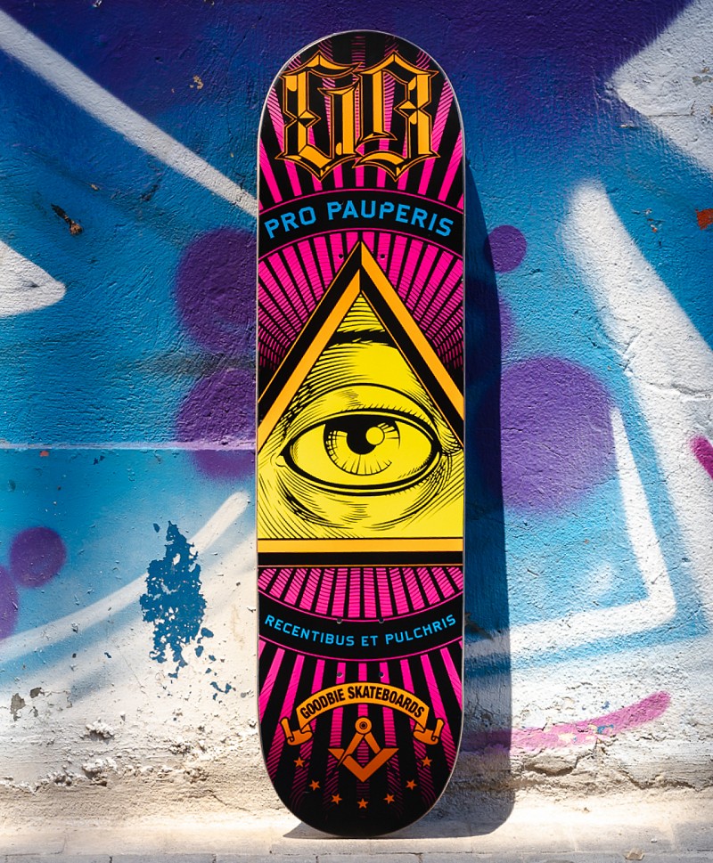 GOODBIE ILLUMINATI NEON PRO TEAM SKATE DECK