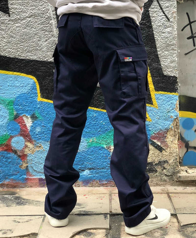 COLOR I-5 CARGO PANTS NAVY BLUE