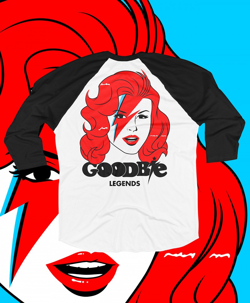 GOODBIE BOWIE LEGENDS RAGLAN WHITE/BLACK