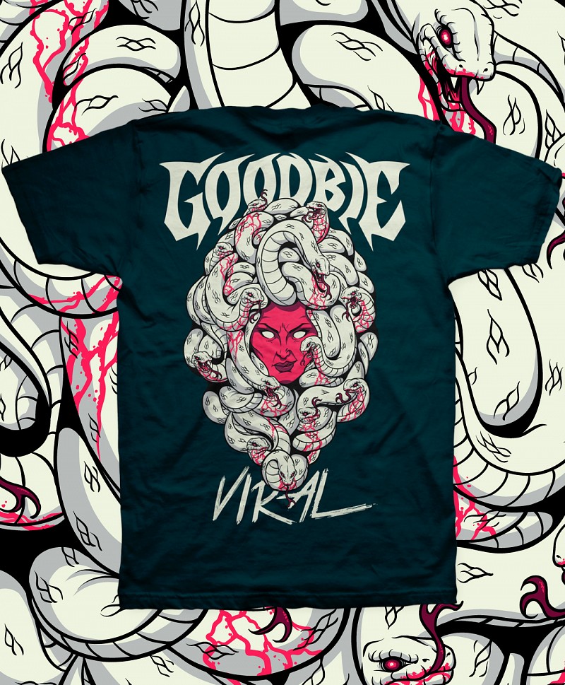 GOODBIE MEDUSA GLOW IN THE DARK TEE BLACK AQUA