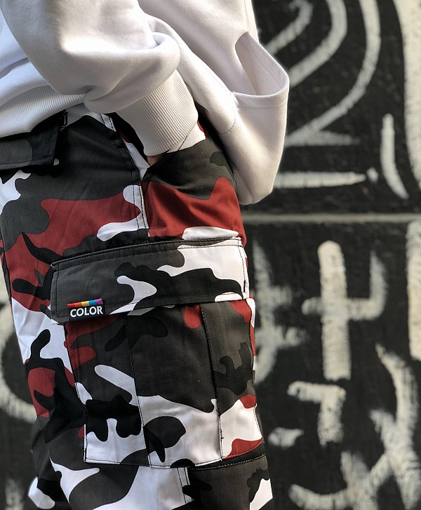 COLOR I-5 CARGO PANTS RED CAMO