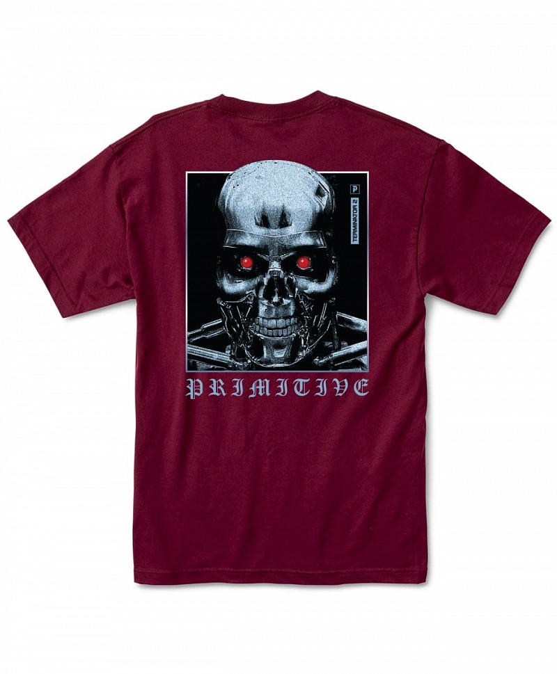 PRIMITIVE X TERMINATOR 2 MACHINE TEE BURGUNDY