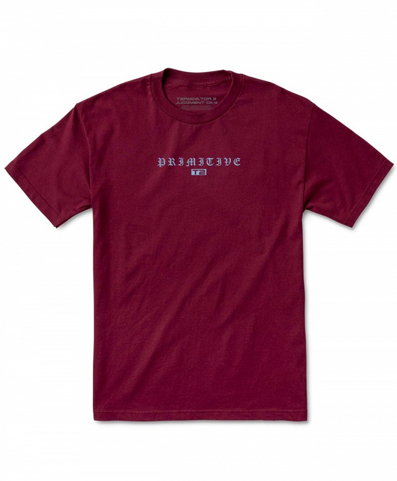 PRIMITIVE X TERMINATOR 2 MACHINE TEE BURGUNDY