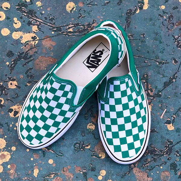 dark green checkered vans