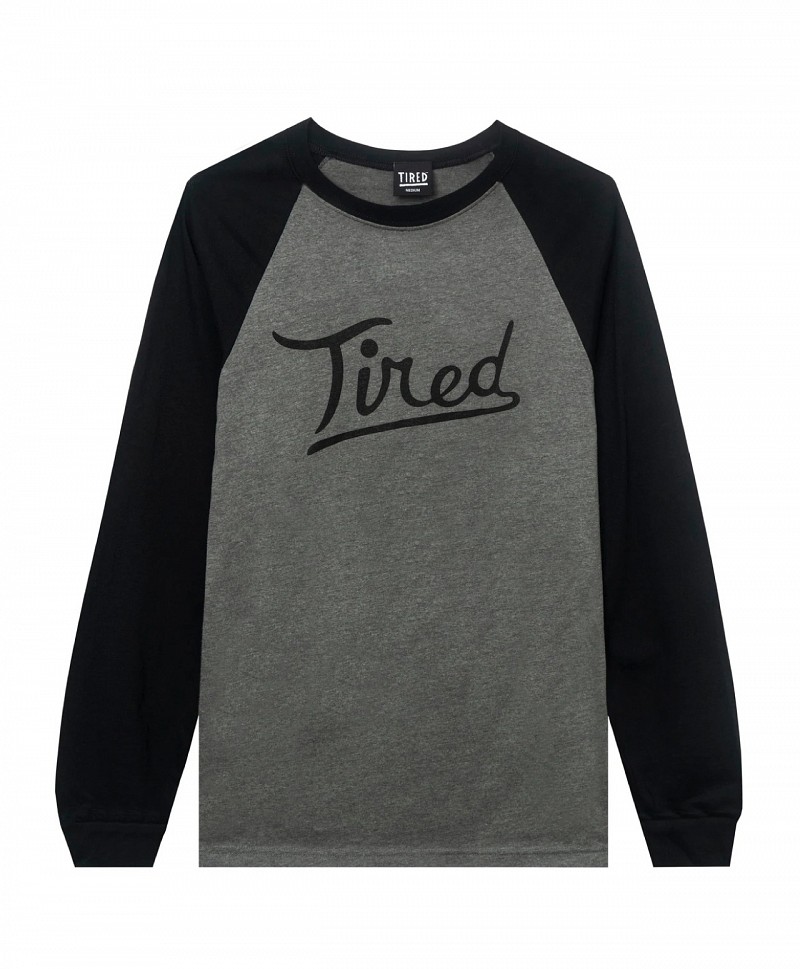 TIRED THE ROUNDERS RAGLAN GREY/BLACK