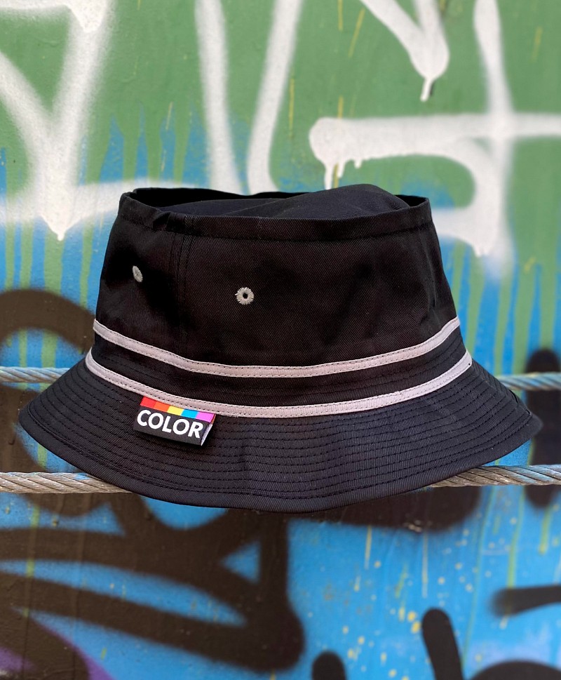 COLOR I-5 BUCKET HAT BLACK/SILVER STRIPES