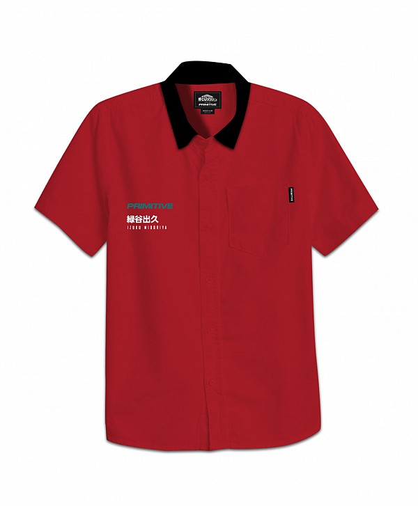 PRIMITIVE X MY HERO ACADEMIA 2 IZUKU MIDORIYA WOVEN SHIRT RED