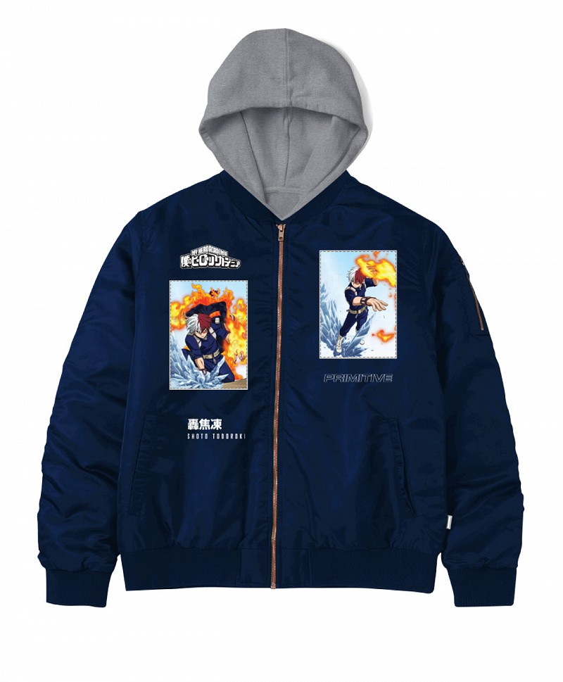 PRIMITIVE X MY HERO ACADEMIA 2 SHOTO TODOROKI BOMBER JACKET NAVY
