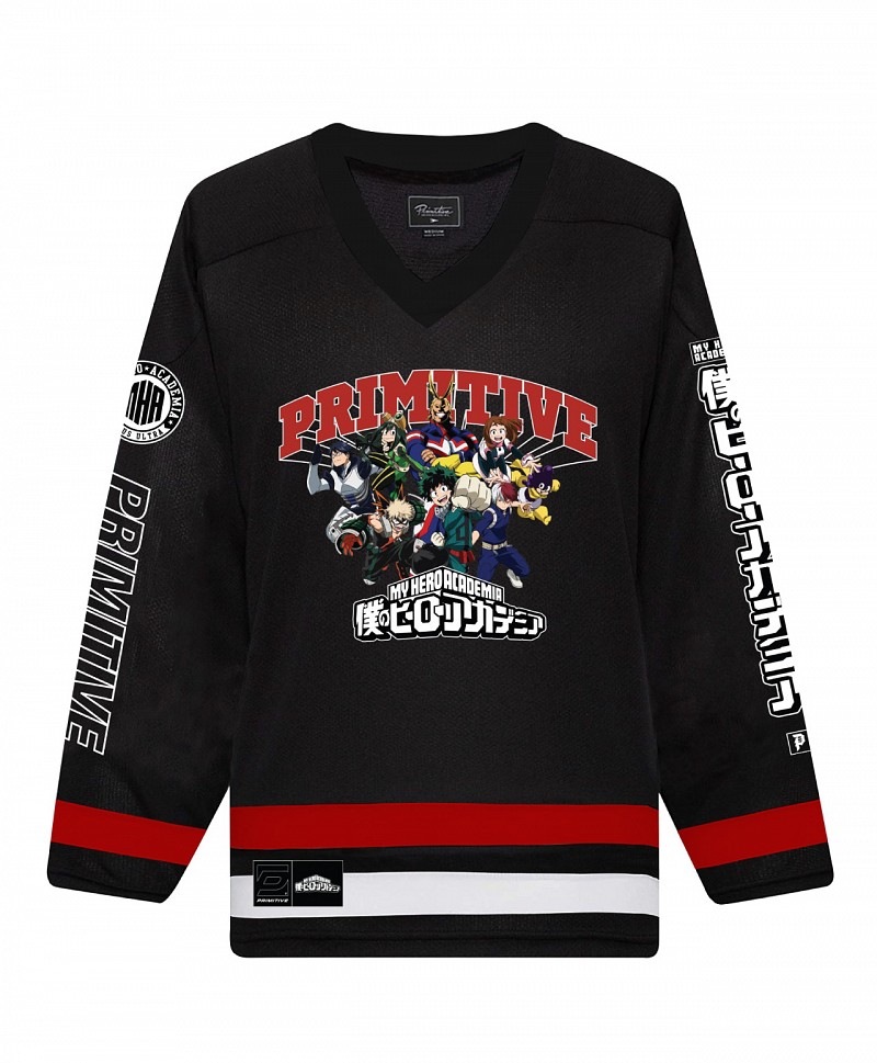 PRIMITIVE X MY HERO ACADEMIA 2 MY HERO ACADEMIA HOCKEY JERSEY BLACK