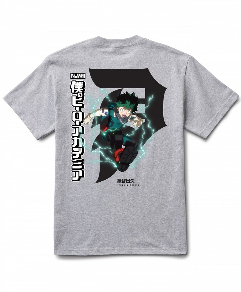 PRIMITIVE X MY HERO ACADEMIA 2 DIRTY P IZUKU MIDORIYA TEE HEATHER GREY