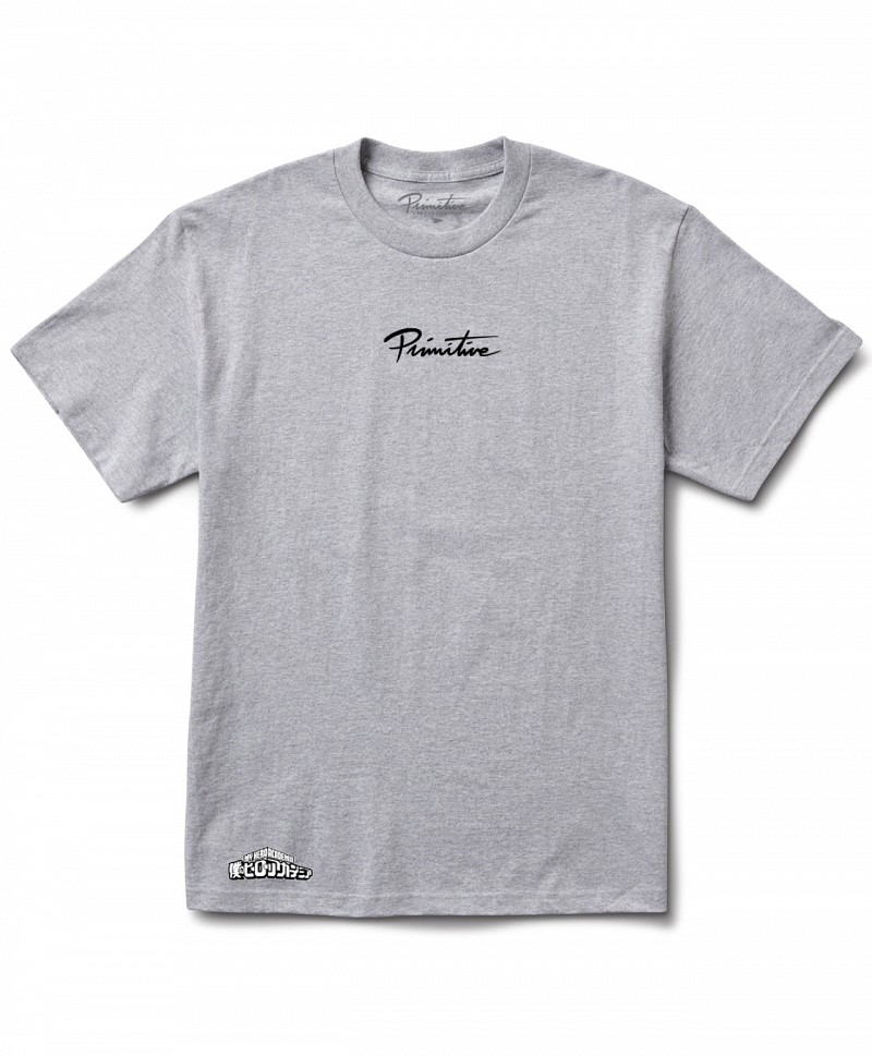 PRIMITIVE X MY HERO ACADEMIA 2 DIRTY P IZUKU MIDORIYA TEE HEATHER GREY