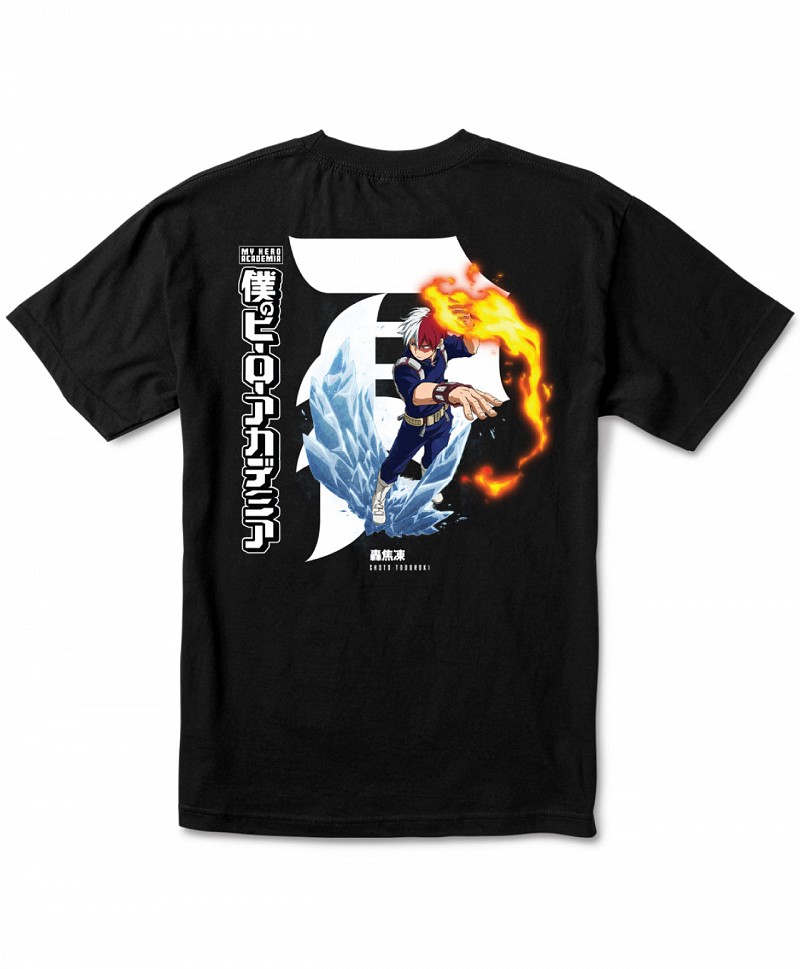 PRIMITIVE X MY HERO ACADEMIA 2 DIRTY P SHOTO TODOROKI TEE BLACK
