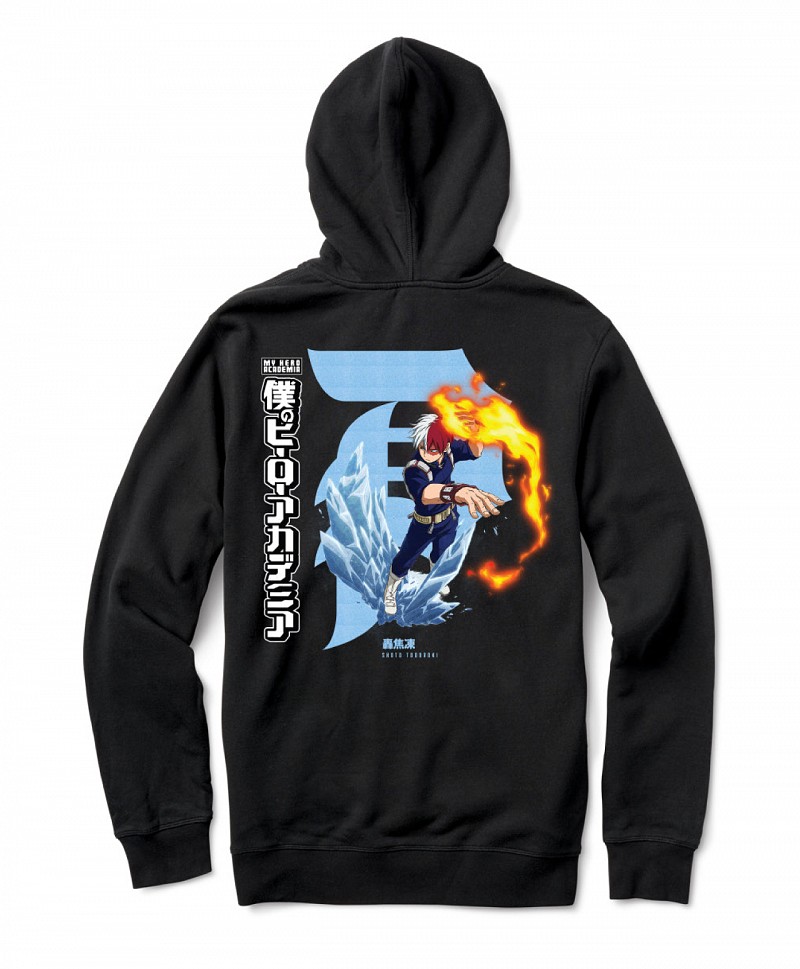 PRIMITIVE X MY HERO ACADEMIA DIRTY P SHOTO TODOROKI HOOD BLACK