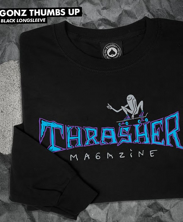 THRASHER GONZ THUMBS UP LONG SLEEVE BLACK