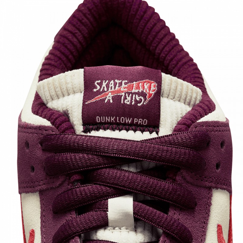 NIKE SB X SKATE LIKE A GIRL DUNK LOW PRO DARK BEETROOT/LT CRIMSON-LIGHT BONE