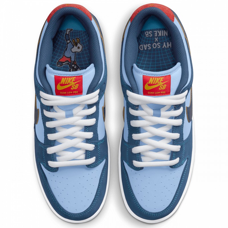 NIKE SB X WHY SO SAD? DUNK LOW PRO COASTAL BLUE/SPEED YELLOW-UNIVERSITY RED